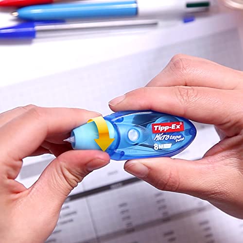 Tipp-Ex Korrekturroller Micro Tape Twist mit Schutzkappe, in 3 Farben (nicht wählbar), 8m x 5 mm, 3er Pack, Ideal für die Schule