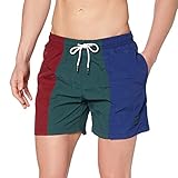 Urban Classics Herren 3-Tone Swim Shorts Badehose, Burgundy/Bottlegreen, M