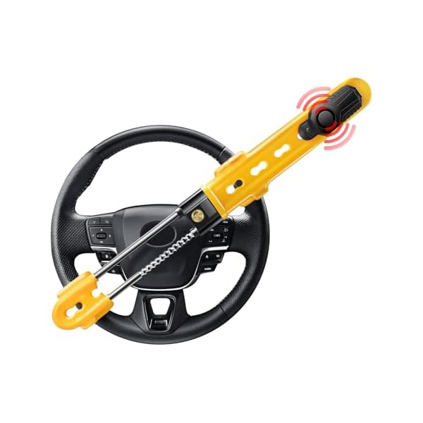 Steering Wheel Lock with 113dB Alarm, ELECTOP Heavy Duty Anti-Theft Car Device Car Wheel Lock with Adjustable Locking and 2 Keys, Car Security Lock Car Alarm System for Auto Truck Van SUV