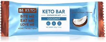 BeKeto Keto Bar 40g - Chocolate Covered Coconut - Vegan, Low Carb, High ProteinPlant-Based Snack Bar - Keto Friendly, No Added Sugar - 12g of Fats from MCT