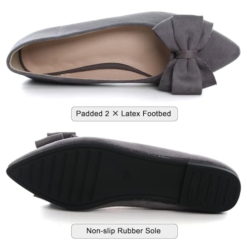 Image of SAILING LU Womens Bowknot Ballet Flats Pointy Toe Suede