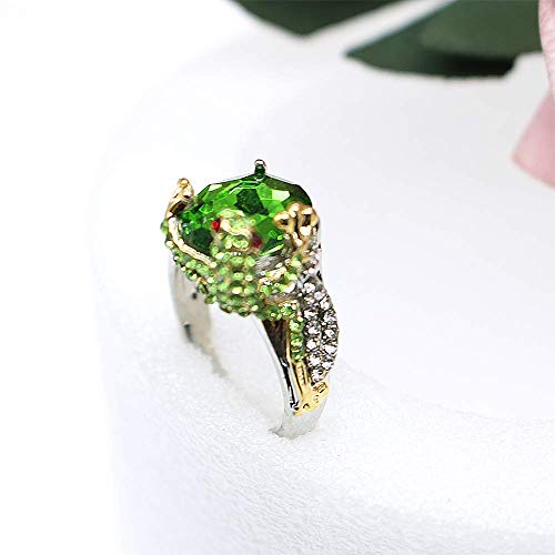 Hsqyj Green Crystal Frog Cocktail Ring Cubic Zirconia Pearl Cute Animal Stacking Rings Jewelry Rhinestone Statement Rings For Women Girl (Green Crystal, 7) #TOP3