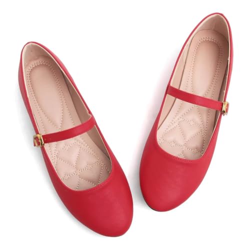 Image of TN TANGNEST Leather Flats for Women Retro Mary Jane Flats