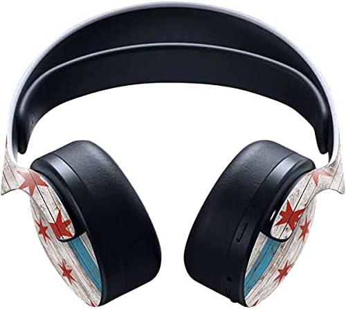 Skinit Decal Gaming Skin Compatible with Pulse 3D Wireless Headset for PS5 - Chicago Flag Dark Wood Design