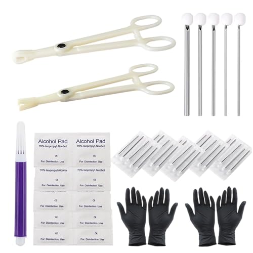 Body Piercing Kit - Yuelong 40pcs Piercing Needles Clamps Kit Mix Needles 12G 14G 16G 18G 20G with 2 Piercing Clamps Forceps for Ear Nose Lip Septum Belly Nipple Body Piercing