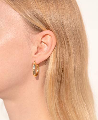 Gold Hoop Earrings For Women - 4.5Mm Thick Hoop Earrings - Gold Hoops - Large Chunky Gold Hoop Earrings #TOP3