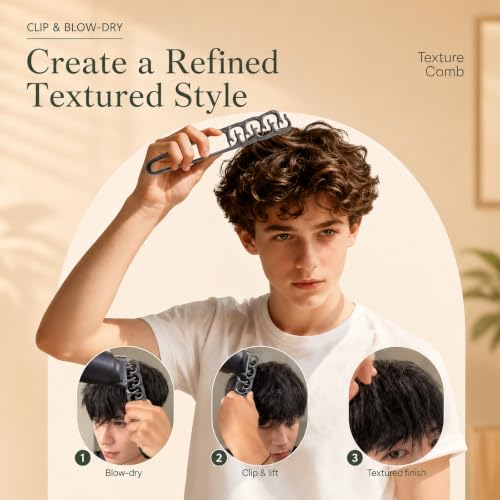 Peine texturizador con dientes anchos gris para cabello miniatura 7