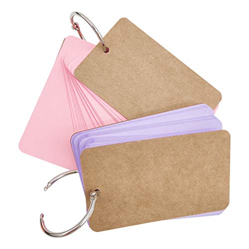 JJQHYC Karteikarten mit Binder Ring Klein Notizblöcke Pocket Lernkarten 8 Farben 400 Blatt Kraftpapier Karten Memo