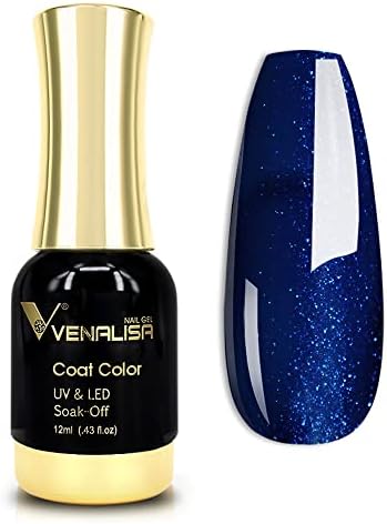 VENALISA Gel Nail Polish, 12ml Deep Pearly Blue Color Soak Off UV LED Nail Gel Polish Nail Art Starter Manicure Salon DIY at Home, 0.43 OZ