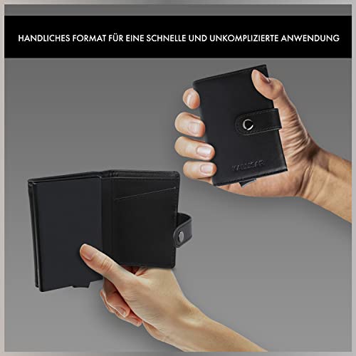 Pop up portemonnee creditcardhouder met muntvak portemonnee mini portemonnee van echt leer zwart RFID-bescherming - Image 5