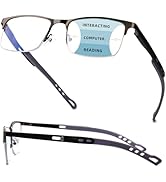 JO Progressive Multifocus Reading Glasses Men Bifocal No Line Progressive Multifocal Reader Half-...