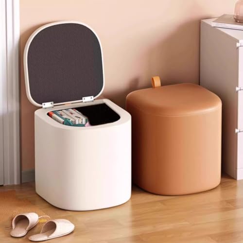 Pouf Empilable Repose-Pieds Pivotant En Cuir GIZNXBA Grey - 3