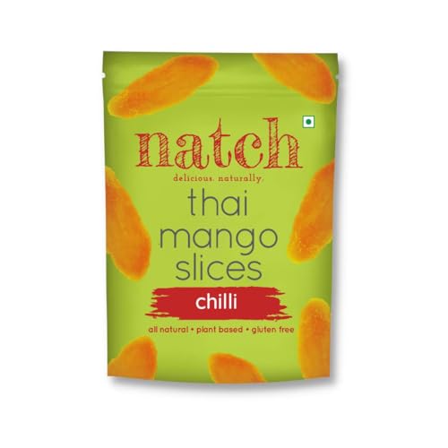 Image of Natch Dried Thai Mango Slices, Healthy Snakcs 100% All Natural, Vegan, Gluten Free, No Artificial Preservatives, Trans Fat Free, Rich in Antioxidants, Chilli and Bare Flavour, 150gm (Pack of 2)