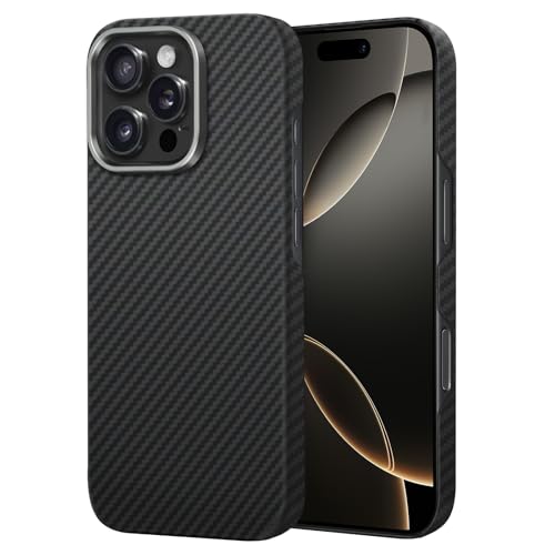 Coque iPhone 16 Pro Max aramide noir pour charger en MagSafe au bureau