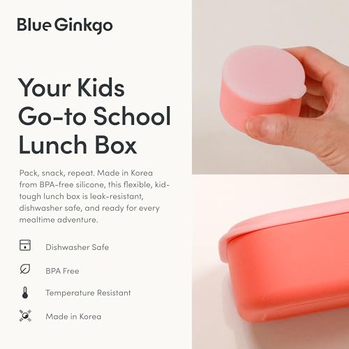 BLUE GINKGO Bento-Style Silicone Lunch Box Set, Coral, Made in Korea by BLUE GINKGO - Used condition - Image 5