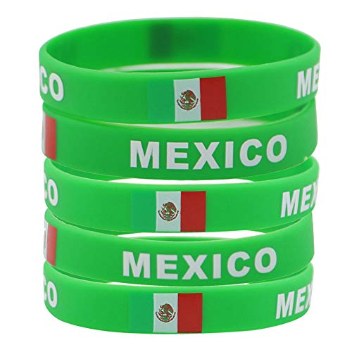 SpringPear 5X Silicon Wristbands with Mexican Flag for FIFA World Cup Soccer Fan Bracelets (5 Pcs) Mexican Flag for FIFA World Cup Soccer Fan Bracelets (5 Pcs)