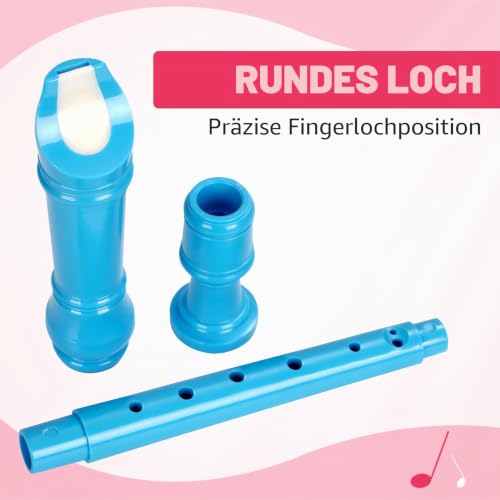 Blockflöte für Kinder Anfänger Sopran Blockflöte Deutsche Griffweise aus Abnehmbar ABS Harz Kunststoff, 8-Loch Flöte für Erwachsene, Recorder mit Reinigungsstift und Bedienungsanleitung, Blau