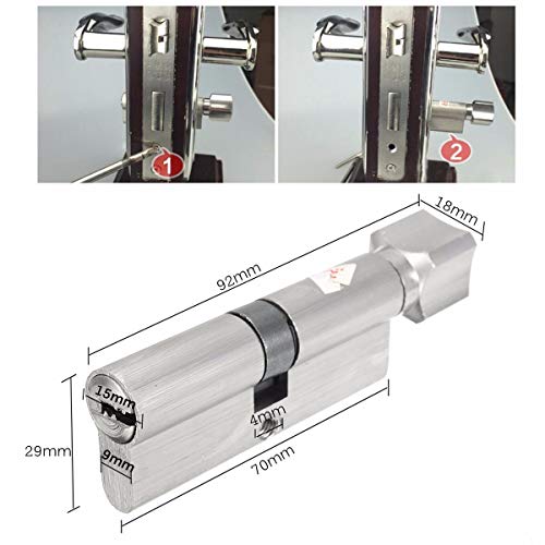 GSJNHY Cylinder Lock,Door Cylinder 70mm 90mm Laiton Cylindre Ordinateur Laiton avec clé en Plastique avec Un Seul Bouton Standard en Europe Safe Porte Serrure à Cylindre avec 3 clés – vue 5