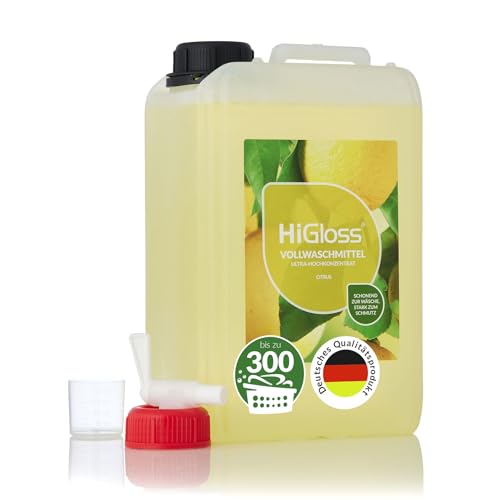 HiGloss Vollwaschmittel Hochkonzentrat 3000ml – Für bis zu 300 Anwendungen – Leistungsstark ab 30°C – Allergikergeeignet – Citrusduft – Mit Dosierhilfe & Auslaufhahn – Flüssigwaschmittel HiGloss Vollwaschmittel Hochkonzentrat 3000ml – Für bis zu 300 Anwendungen – Leistungsstark ab 30°C – Allergikergeeignet – Citrusduft – Mit Dosierhilfe & Auslaufhahn – Flüssigwaschmittel