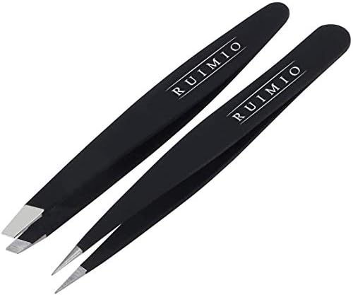 RUIMIO Eyebrow Tweezers Stainless Steel Eyebrow Plucking 2 Pieces