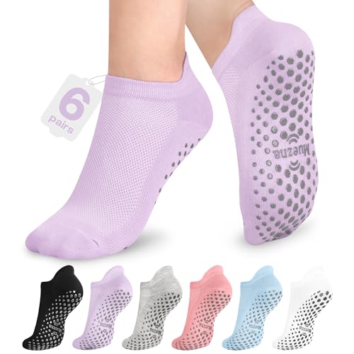 Muezna 6-Pair Pilates Grip Socks