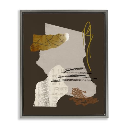 Abstract Collaged Shapes Scribble, 16 x 20 Inch Canvas in Floater Frame