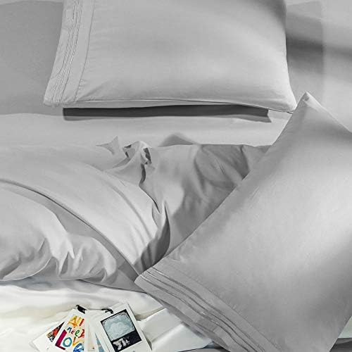 SONORO KATE Bed Sheet Set Super Soft Microfiber 1800 Series Luxury Egyptian Sheets Fit 18-24 Inch Deep Pocket Mattress Wrinkle-6 Piece (Grey, Queen) — view 4