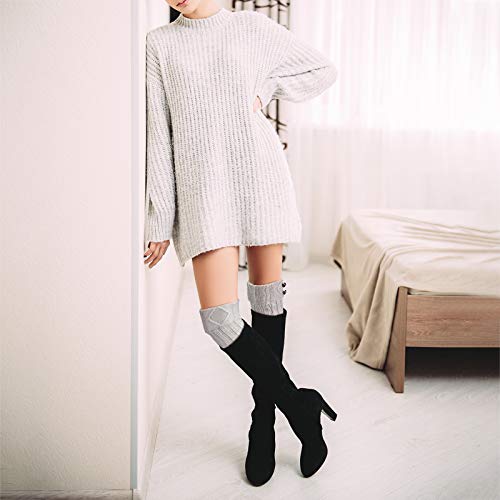 Geyoga 6 Pairs Womens Boot Cuffs Socks Early Spring Boot Topper Covers Warm Crochet Knitted Leg Warmers(Classic Colors,Elegant)
