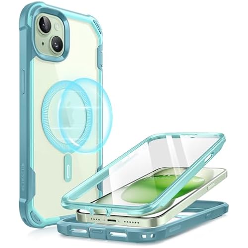 i-Blason for iPhone 15 Plus Case MagSafe with Screen Protector, Seafoam