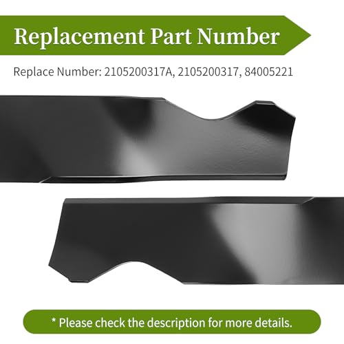 Bularie 2105200317A Mower Blade 21", with Oval Center Hole, Compatible with Murray Daye HyperTough Mower, Fit for MNA152701 MNA152901 MNA152903, Replace 2105200317 84005221, 2 Pack - Thumbnail 2