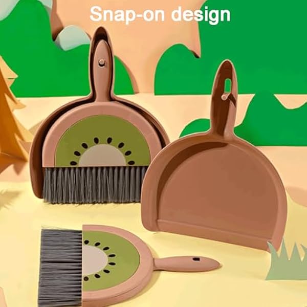Совок и щетка для стола, Desk Dustpan, набор пластиковых совок и щеток с защелкивающимся креплением, разноцветный, 23x18 см (коричневый)