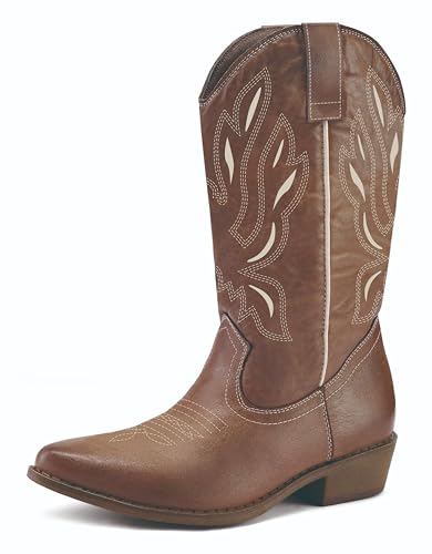 Kids Western Cowgirl Boots for Girls Pointed Toe Glitter Western Cowboy Boots Mid Calf Riding Shoes Little Kid/Big Kid