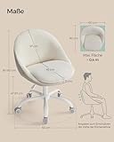 SONGMICS Homeoffice Stuhl, Schminkstuhl aus Sherpa, Schreibtischstuhl, Schaumstoffpolsterung, höhenverstellbar, für Arbeitszimmer, Schlafzimmer, cappuccinobeige-wolkenweiß OBG020W01