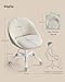 SONGMICS Homeoffice Stuhl, Schminkstuhl aus Sherpa, Schreibtischstuhl, Schaumstoffpolsterung, höhenverstellbar, für Arbeitszimmer, Schlafzimmer, cappuccinobeige-wolkenweiß OBG020W01