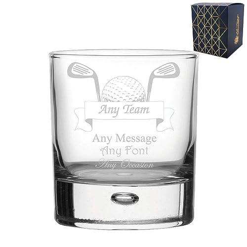Personalised Engraved Sports Award Golf Trophy, Whiskey Glass, Comes with a Gift Box, Perfect for any award, team and occasion. Engraved in The United Kingdom