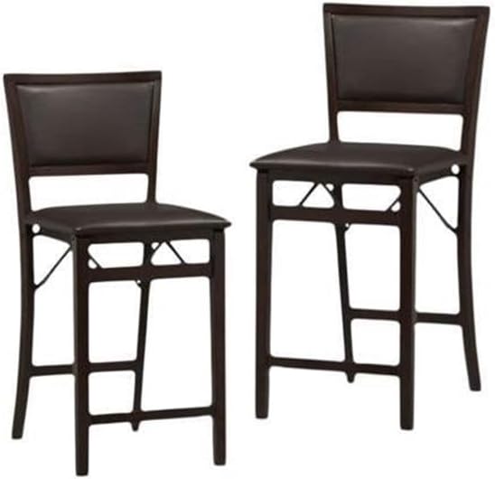 Home Square (Set of 2) 24" Pad Back Folding Counter Stool in Merlot