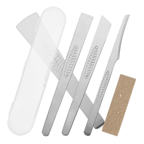 FESTFENDS Professional Pedicure Tool Set with 4 Stainless Steel Cuticle Knives and Sharpening Stone, Reusable Ingrown Toenail Remover Kit for Foot Care, Portable Salon Pedicure Trimming