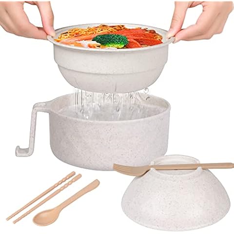 Ramen Cooker Microwave Rapid Ramen Instant Noodle Bowl Set With Chopsticks & Spoon, College Dorm Room Essentials for Girls for Boys Apartment Cover