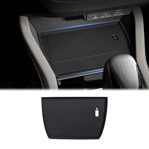 JKCOVER Center Console Wireless Charging Protective Non-Slip Mat Compatible with 2025 Subaru Forester Interior Accessories Waterproof Silicone Protection Pad Black