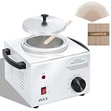 Podoy Wax Warmer for Hair Removal, Professional Single Wax Warmer Pot Melter Heater with Adjustable Temperature Set, Home Spa & Salon Electric Waxing Machine with 200pcs Sticks