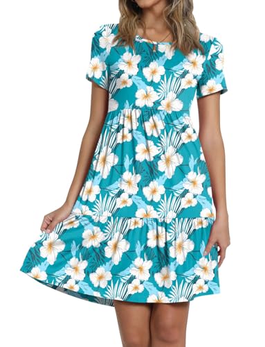 Image of TAOHUADAO 2026 Summer Dresses for Women Short Sleeve Ruffle Casual Sundress with Pockets