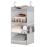 StorageWorks Hanging Closet Organizer, 3-Shelf Hanging Closet Shelves with Top Shelf, 15 ¾'W x 12' D x 31' H, Extra-Large Space, Light Grey