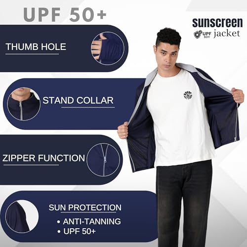 Image of MIA FASHION Summer Jacket with UV Protection UPF 50+ for Men Anti-Tan & SPF 50+ Sun Protection |Lightweight & Breathable Coolrush Jacket for Cycling & Bike Rider