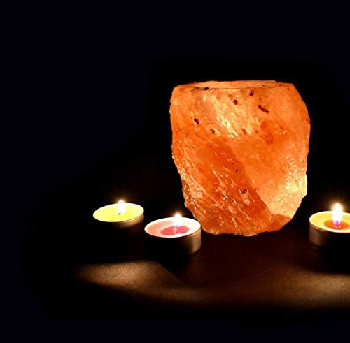 Giggi 4 x Set Himalayan Salt Lamp Tea Light Candle Holder, Natural Pink Tea Light Candle Holders, Himalayan Pink Salt Tealight Candle,Tealight Candle Set Aromatherapy Candle for Meditation Accessories