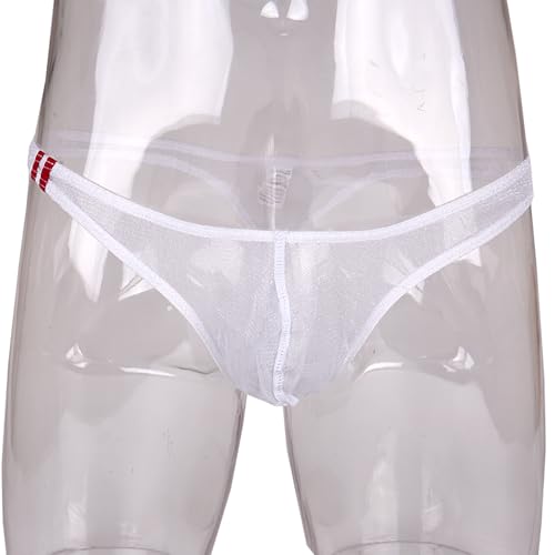 Evankin Mens Sexy Bling Mesh Thong See Through G-Strings Underwear Low Rise Briefs Bikini Wide Belt4