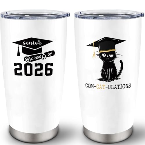 Cudoviqu 2026 Graduation Gift for Her Him - Senior Class of 2026 Gifts - 20 oz Stainless Steel Tumbler With Lid & Straw - High School/College/Master Degree/PHD Gradution Gifts