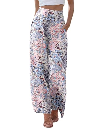 JZC Women's Palazzo Lounge Pants Casual Wide Leg Pants High Waist Flowy Toursers with Pockets