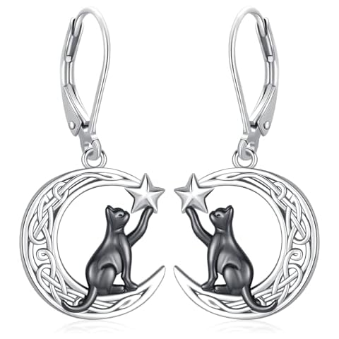 Friggem Sterling Silver Tree of Life/Cat/French Bulldog/Koala Dangle Drop Leverback Earrings Moonstone Jewelry Gifts for Women Cover