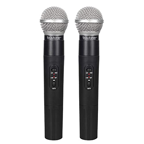 Boytone Bt-42Vm Dual Channel Wireless Microphone System - Vhf Fixed Dual Frequency Wireless Mic Receiver, 2 Handheld Dynamic Transmitter Mics, For Karaoke, Dj, Church, Conference, With Carrying Cases #TOP5