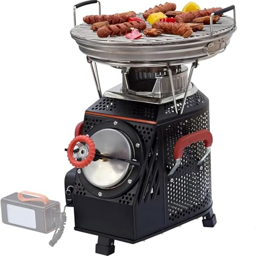 Outdoor Wood Stove, Portable Stainless Steel Cooking Stove with 360° Baking Pan and Anti-scald Handle, 33cm Pot Rack Diameter, for Camping, Travel